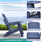 3 Pieces Folding Adirondack Chairs, Patio Fire Pit Chairs, Outdoor Weather Resistant Lounger with Cup Holder, Coffee Table for Deck, Backyard, Garden