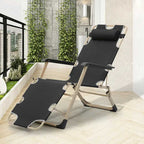 Adjustable Metal Recliners Beach Deck Lawn Camping Patio Foldable Lounge Chair with Pillow, Textilene Fabric
