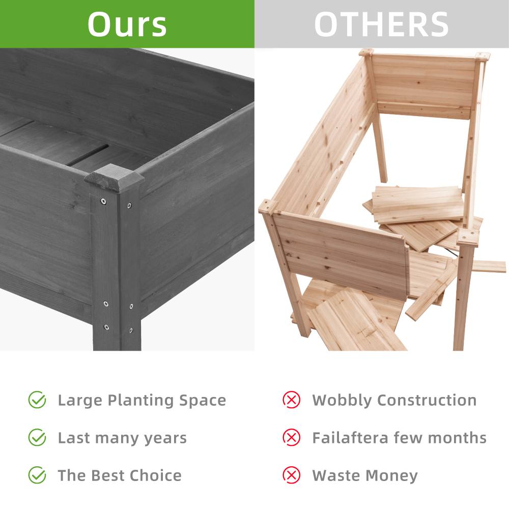 Raised Garden Bed Wooden Planter Box / Gardening Planting Bed for Vegetables Fruits Herb Grow