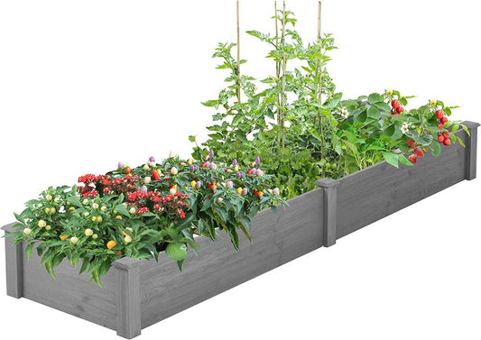 Wooden Raised Garden Bed Planter, Vegetable Planter Kit Box for Patio Gardening, Tool-Free Assembly, Gray