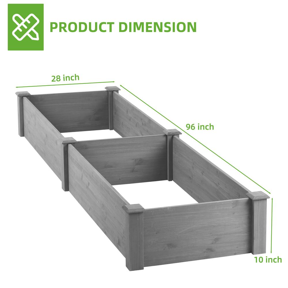 Wooden Raised Garden Bed Planter, Vegetable Planter Kit Box for Patio Gardening, Tool-Free Assembly, Gray