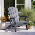 Folding Adirondack Chair with Cup Holder – Outdoor HDPE Patio Chair for Fire Pit, Backyard & Deck (350 lbs)