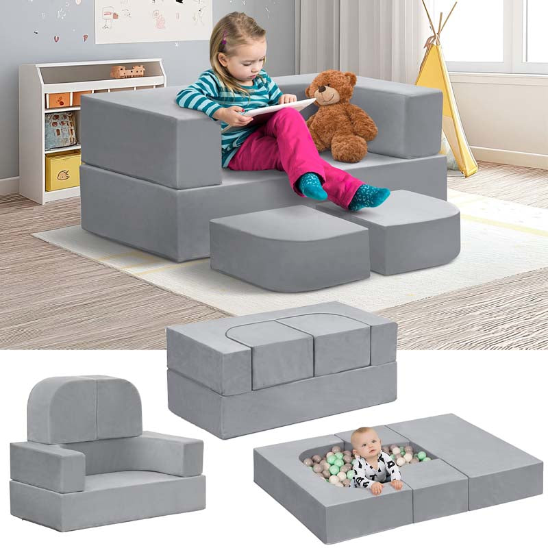 【Clearance Sale】Kids Couch Sofa, 4 Pcs Modular Toddler Couch, Freely Removable Kids Chair Sofa for Playing, Creativity, Sleeping for Playroom, Bedroom Furniture