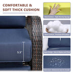 Arttoreal Outdoor Wicker Recliner / Rattan Sofa Recliner / Aluminum Frame Recliner Chair / Patio Furniture Single Armchair with Cushion