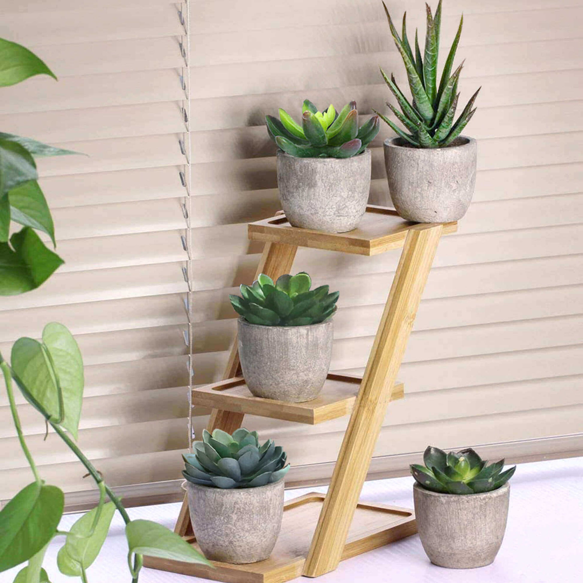 Arttoreal Fake Plants Artificial Succulent Plants/Faux Succulent Potted Cactus Plants with Gray Pots for Home Decor Set of 5