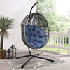 Patio Wicker Swing Hanging Egg Basket Chair with Soft Cushion / Outdoor Rattan Porch Swing Egg Chair