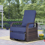 Arttoreal Outdoor Wicker Swivel Recliner / 360-Degree Swivel Recliner / Patio Armchair / Lounge Chair