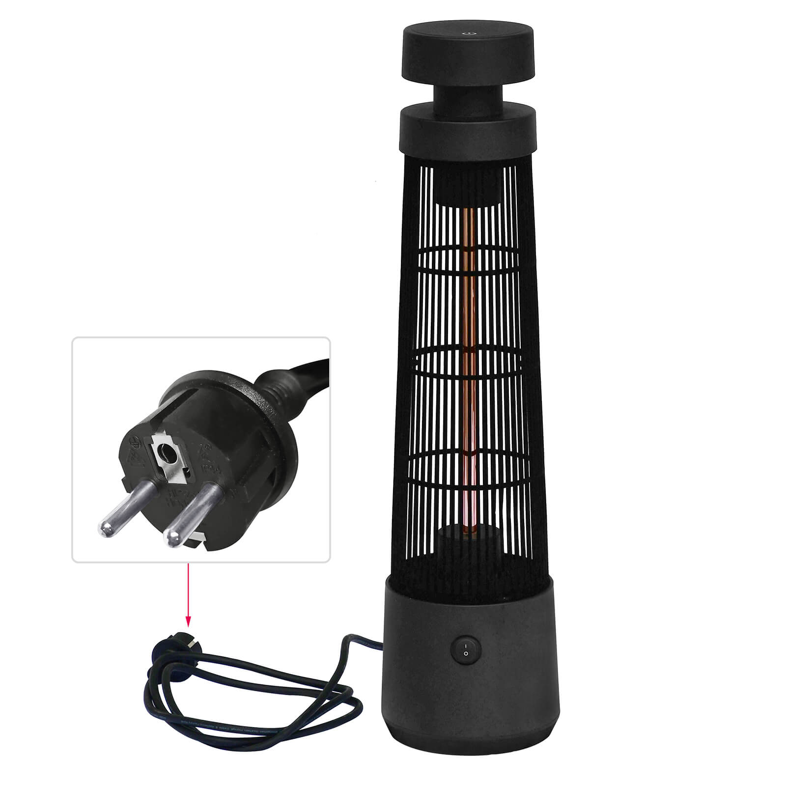 Electric Tower Space Heater with Touch Switch / Standing 1200W Infrared Patio Heater / Indoor Outdoor Portable Heater