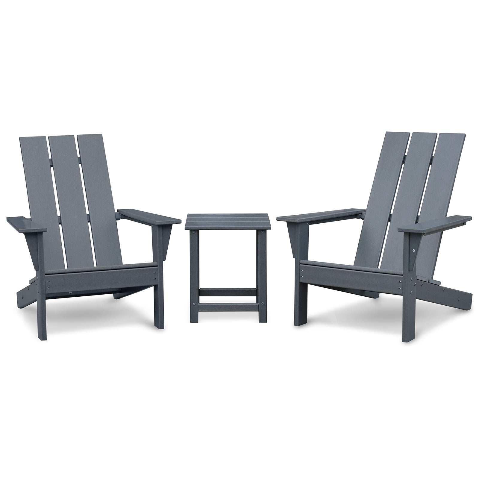 Adirondack Chair Lounger, Patio Chair HDPE Recliner Weather Resistant, Fire Pit Seating High Back for Outdoor, Backyard, Garden, Deck, Lawn, Gray