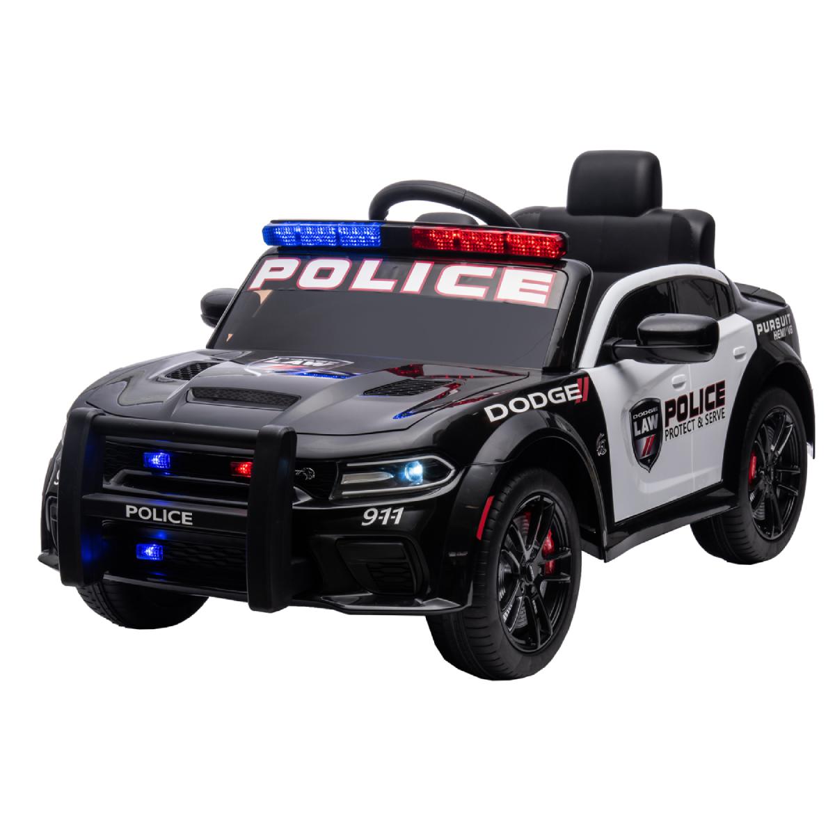 12V Kids Ride On Police Car w/Parents Remote Control / Battery Powered Electric Truck Car w/Bluetooth, Siren, Music, LED, 3 Speeds, USB, MP3, Spring Suspension