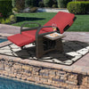 Outdoor Wicker Recliner with Flip Side Table, Patio Reclining Chairs Push Back Reclining Lounge Chair