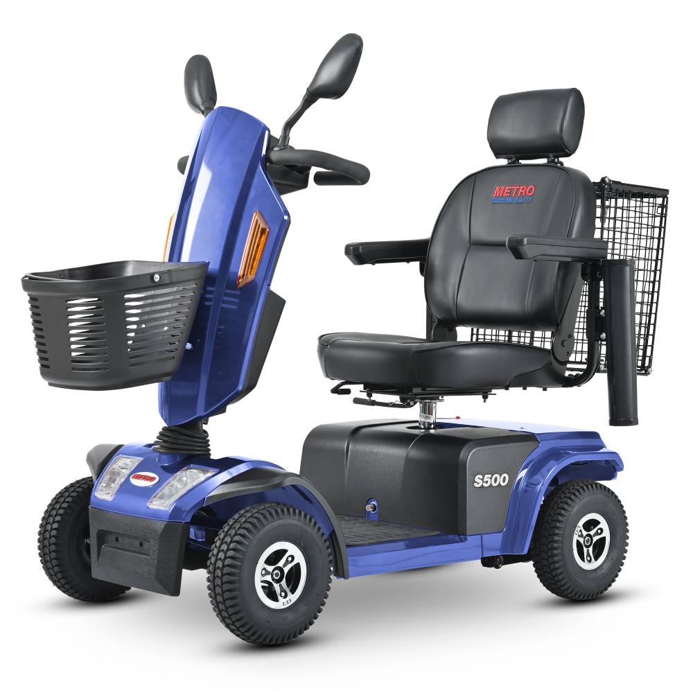 Electric Powered Folding Mobility Scooters with Front/Rear Basket, Cup Holders, LED Display