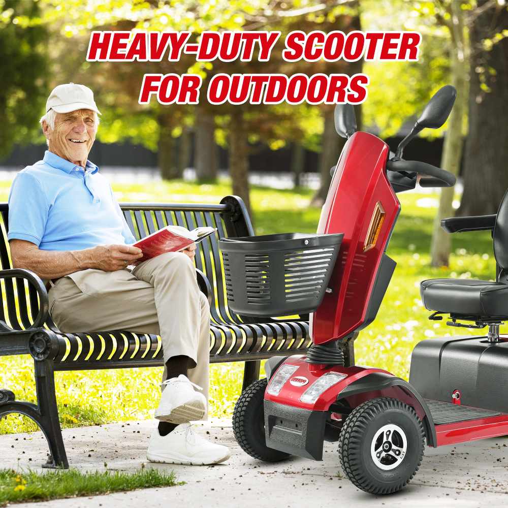 Electric Powered Folding Mobility Scooters with Front/Rear Basket, Cup Holders, LED Display