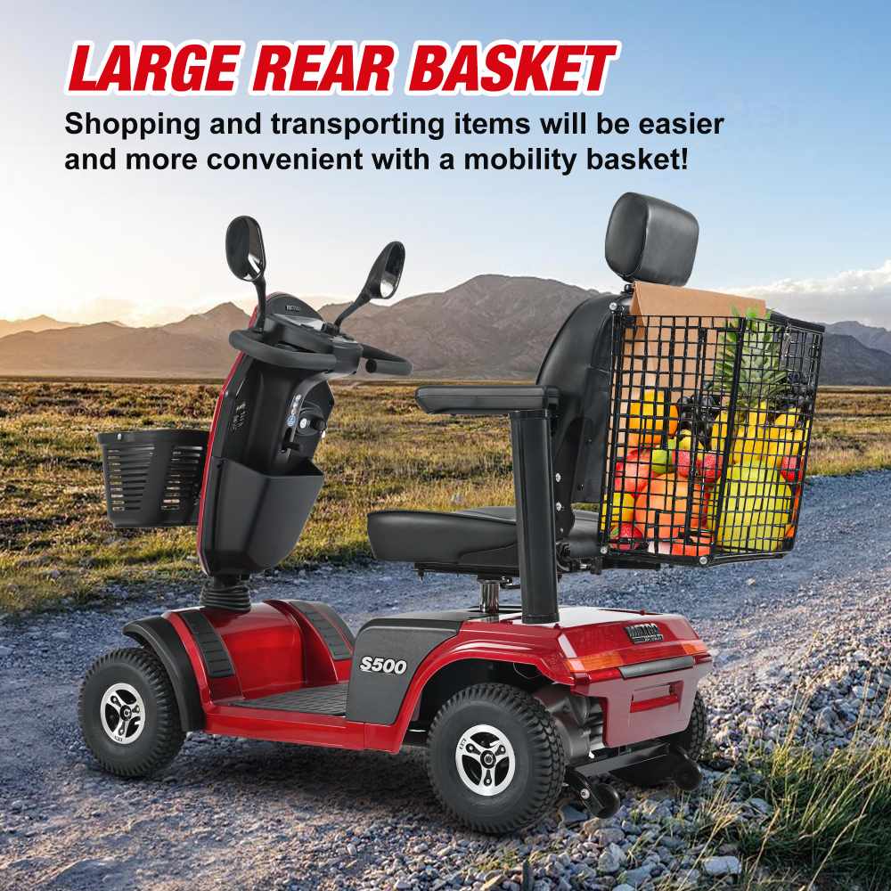 Electric Powered Folding Mobility Scooters with Front/Rear Basket, Cup Holders, LED Display