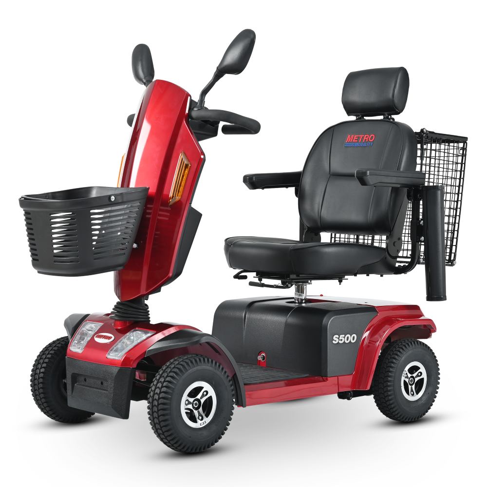 Electric Powered Folding Mobility Scooters with Front/Rear Basket, Cup Holders, LED Display
