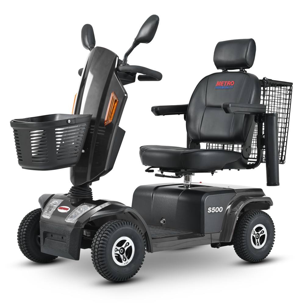 Electric Powered Folding Mobility Scooters with Front/Rear Basket, Cup Holders, LED Display