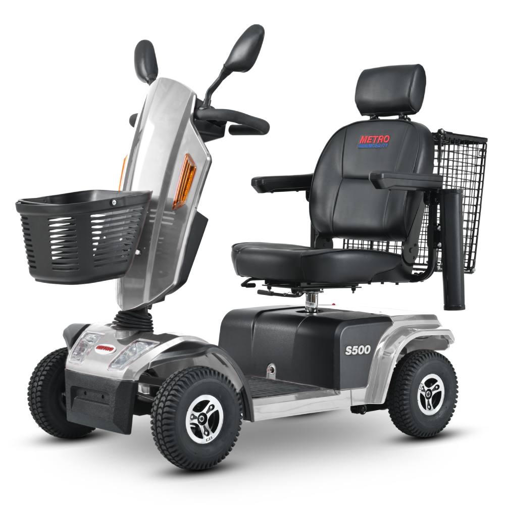 Electric Powered Folding Mobility Scooters with Front/Rear Basket, Cup Holders, LED Display