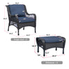 4Pcs Wicker Patio Furniture Set / 2Pcs Rattan Sofa Chairs with 2 Ottomans, Cushions