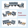 Arttoreal Aluminum Patio 7 PCS Conversation Set / 5Pcs Sectional Sofa Chairs with 2 Coffee Tables