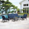 4 Pieces Outdoor Patio Furniture Set, All-Weather Wicker Patio Conversation Sofa Set with Three Seater Couch, 2 Rattan Chairs, Coffee Table