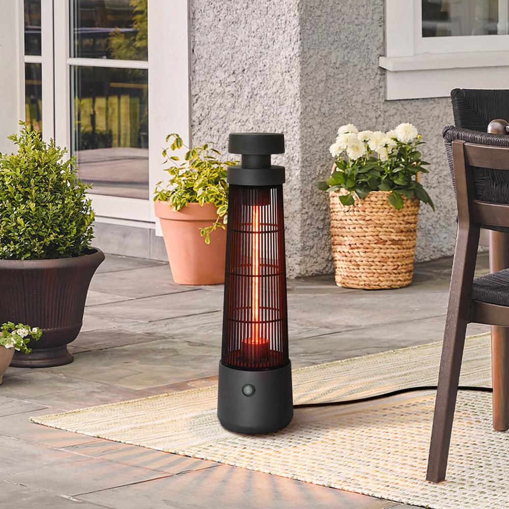 Electric Tower Space Heater with Touch Switch / Standing 1200W Infrared Patio Heater / Indoor Outdoor Portable Heater