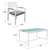 Arttoreal Outdoor Tempered Glass Dining Room Table with Metal Legs, White, for 6 people