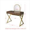 Vanity Desk w/Mirror & Jewelry Tray /Makeup Vanity with with 2 Large Drawers Gold Finish
