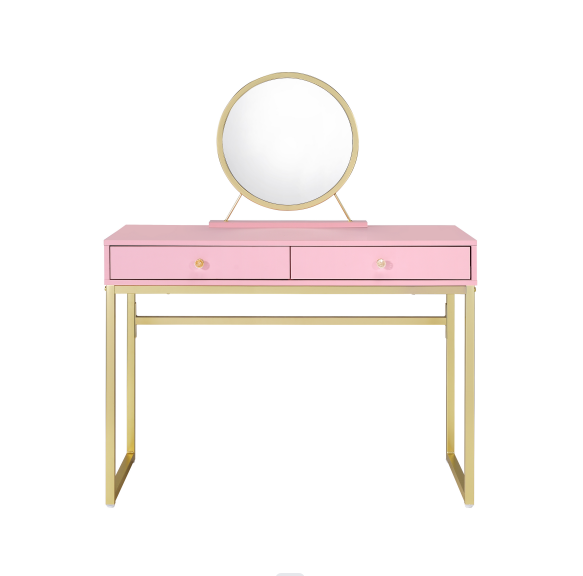 Vanity Desk w/Mirror & Jewelry Tray /Makeup Vanity  Gold Finish