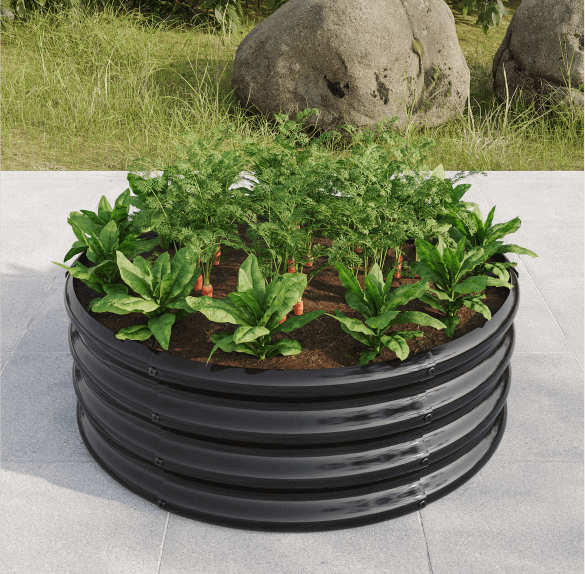 Arttoreal Round Galvanized Raised Garedn Bed/Metal Outdoor Garden Raised Planter Box/Patio Planter Raised Beds for Flowers, Herbs and Fruits