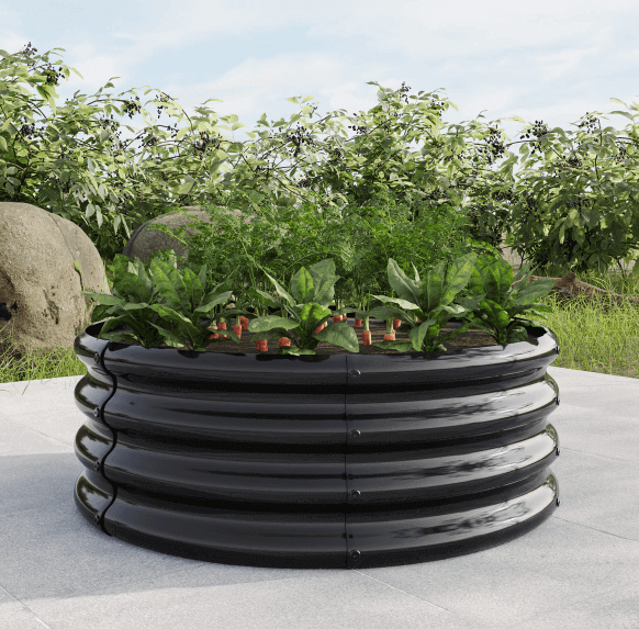 Arttoreal Round Galvanized Raised Garedn Bed/Metal Outdoor Garden Raised Planter Box/Patio Planter Raised Beds for Flowers, Herbs and Fruits