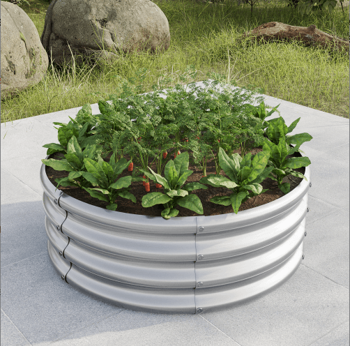 Arttoreal Round Galvanized Raised Garedn Bed/Metal Outdoor Garden Raised Planter Box/Patio Planter Raised Beds for Flowers, Herbs and Fruits
