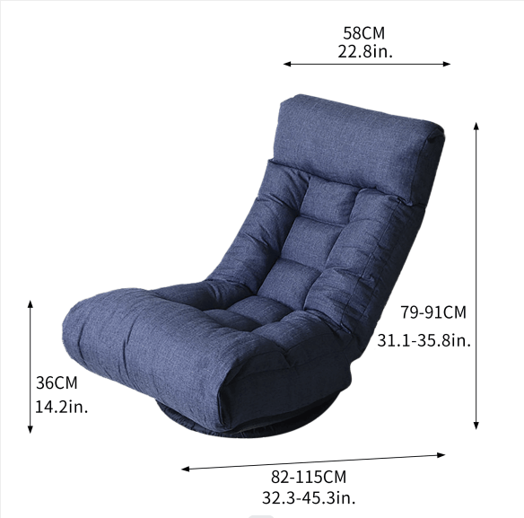 Arttoreal 360-Degree Swivel Floor Chair Reclining Chair/Folding Chair Single Lazy Sofa Tatami Adjustable Chair for Balcony Bedroom Living Room