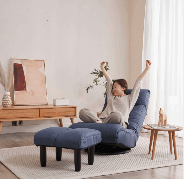 Arttoreal 360-Degree Swivel Floor Chair Reclining Chair/Folding Chair Single Lazy Sofa Tatami Adjustable Chair for Balcony Bedroom Living Room