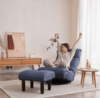 Arttoreal 360-Degree Swivel Floor Chair Reclining Chair/Folding Chair Single Lazy Sofa Tatami Adjustable Chair for Balcony Bedroom Living Room