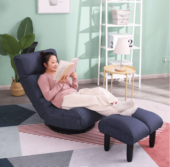 Arttoreal 360-Degree Swivel Floor Chair Reclining Chair/Folding Chair Single Lazy Sofa Tatami Adjustable Chair for Balcony Bedroom Living Room