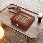 Cedar Wood Cigar Storage Box with Humidifier/ Tempered Glass Top Humidor Case (20-30 Cigars)