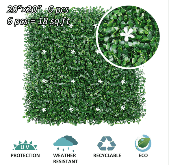 Green Garden Wall Mat With Flowers / Artificial Boxwood Panels/Boxwood Hedge