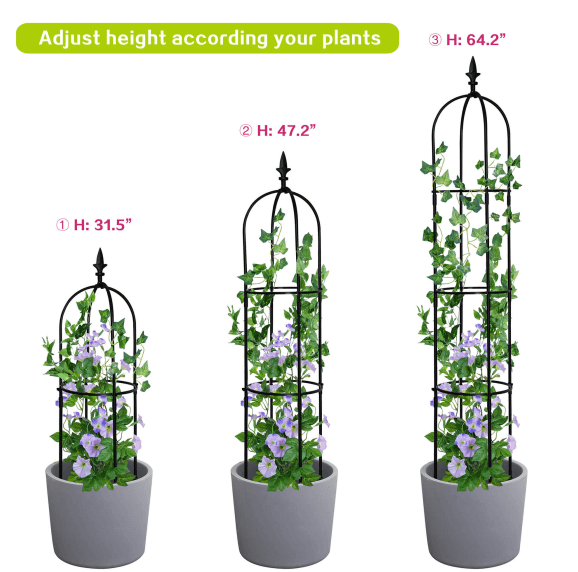 Outdoor Garden Obelisk Trellis for Climbing Plants and Flowers Stands/Plant Support Black Lightweight Plant Tower