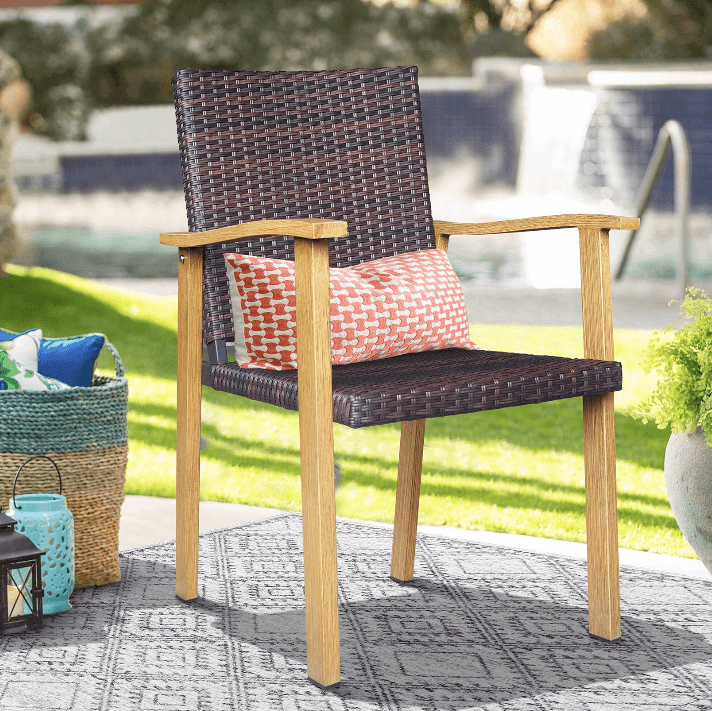 Outdoor Wicker Armchair Set/Patio Dining Chair With Rattan Aluminum Frame Furniture