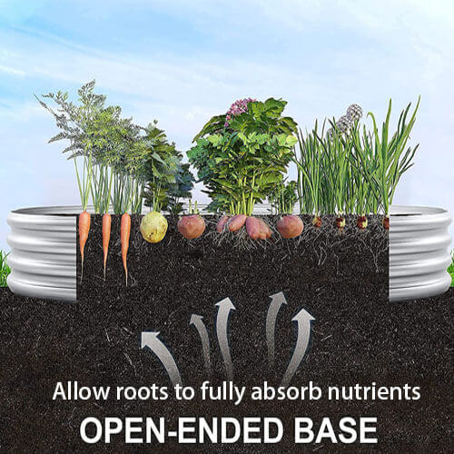Outdoor Raised Garden Bed/Planter Raised Garden Boxes/ Oval Large Metal Raised Planter Bed for for Plants, Vegetables and Flowers, Silver