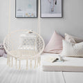Hammock Chair Hanging Macrame Swing/Handmade Knitted Cotton Rope Hammock Swing Chair for Indoor Outdoor Garden Patio Deck, Beige