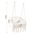 Hammock Chair Hanging Macrame Swing/Handmade Knitted Cotton Rope Hammock Swing Chair for Indoor Outdoor Garden Patio Deck, Beige