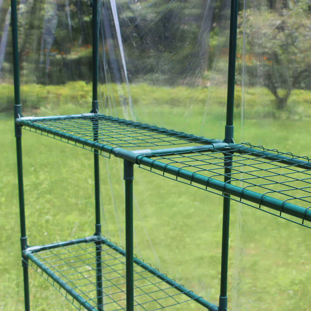 Arttoreal Walk-In Garden Greenhouse/Outdoor 56" x 56" x 76" Green House with 2 Tiers 8 Shelves Roll-Up Door Gardening Rack