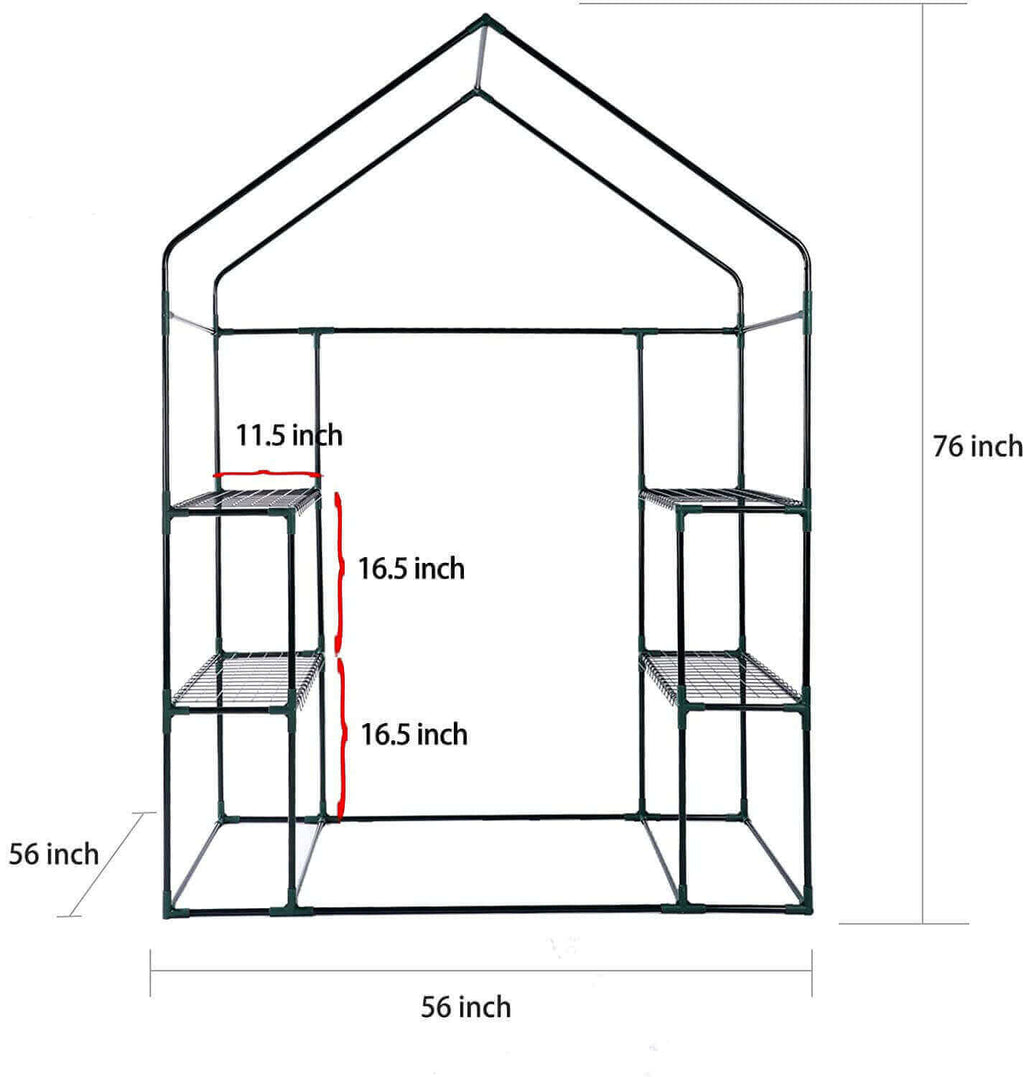 Arttoreal Walk-In Garden Greenhouse/Outdoor 56" x 56" x 76" Green House with 2 Tiers 8 Shelves Roll-Up Door Gardening Rack