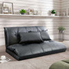 Convertible Floor Sofa Chair / Folding Upholstered Couch Bed / Adjustable Futon Sleeper Sofa with Two Pillows, Black