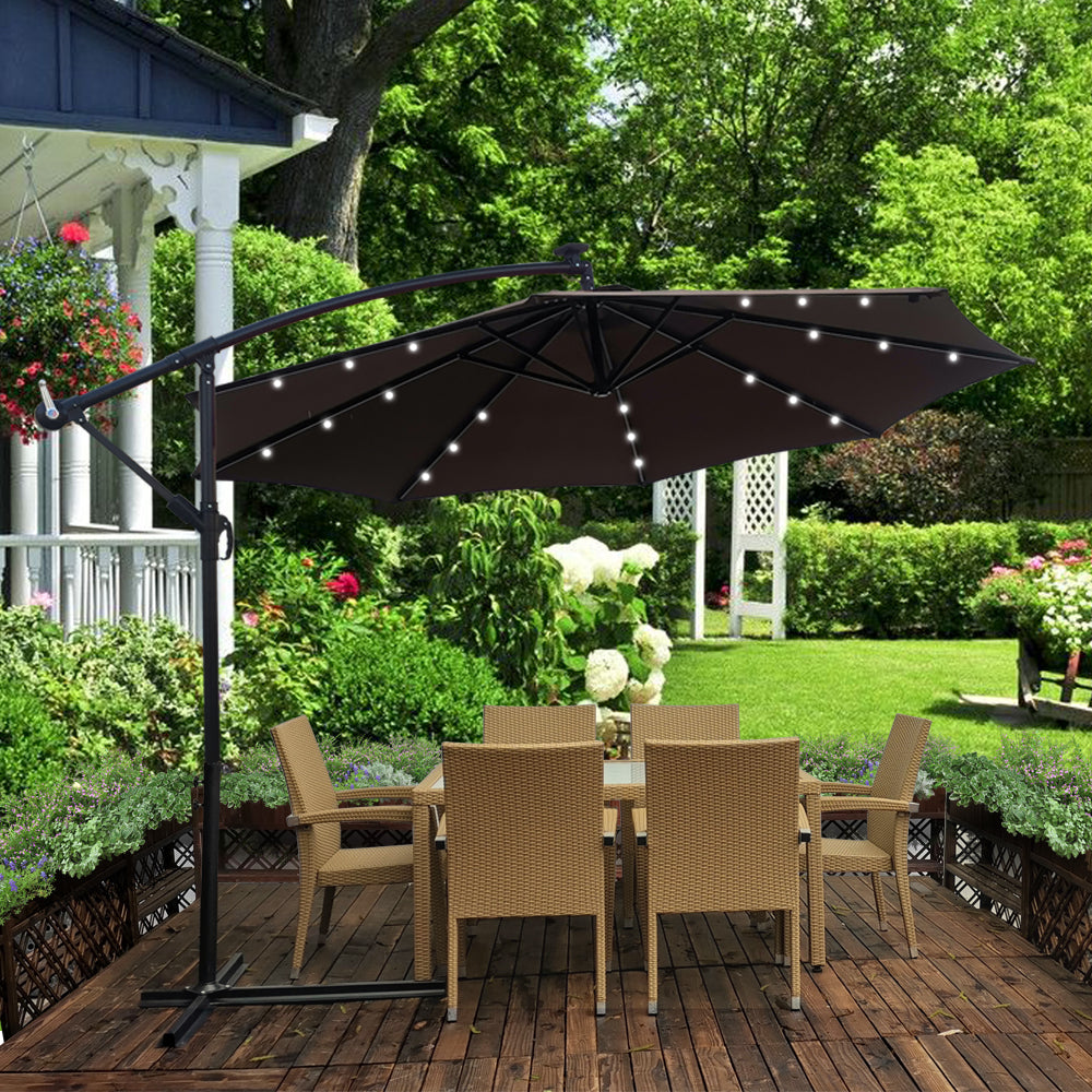 led lights umbrella patio Outdoor Patio Umbrella Solar Powered LED Lighted / Sun Shade with UV & – Arttoreal