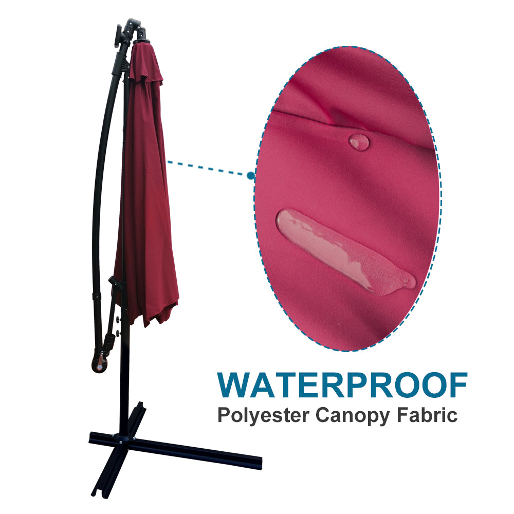 Outdoor Patio Umbrella Solar Powered LED Lighted / Sun Shade with UV & Water Fighting Material and a Sturdy Stand