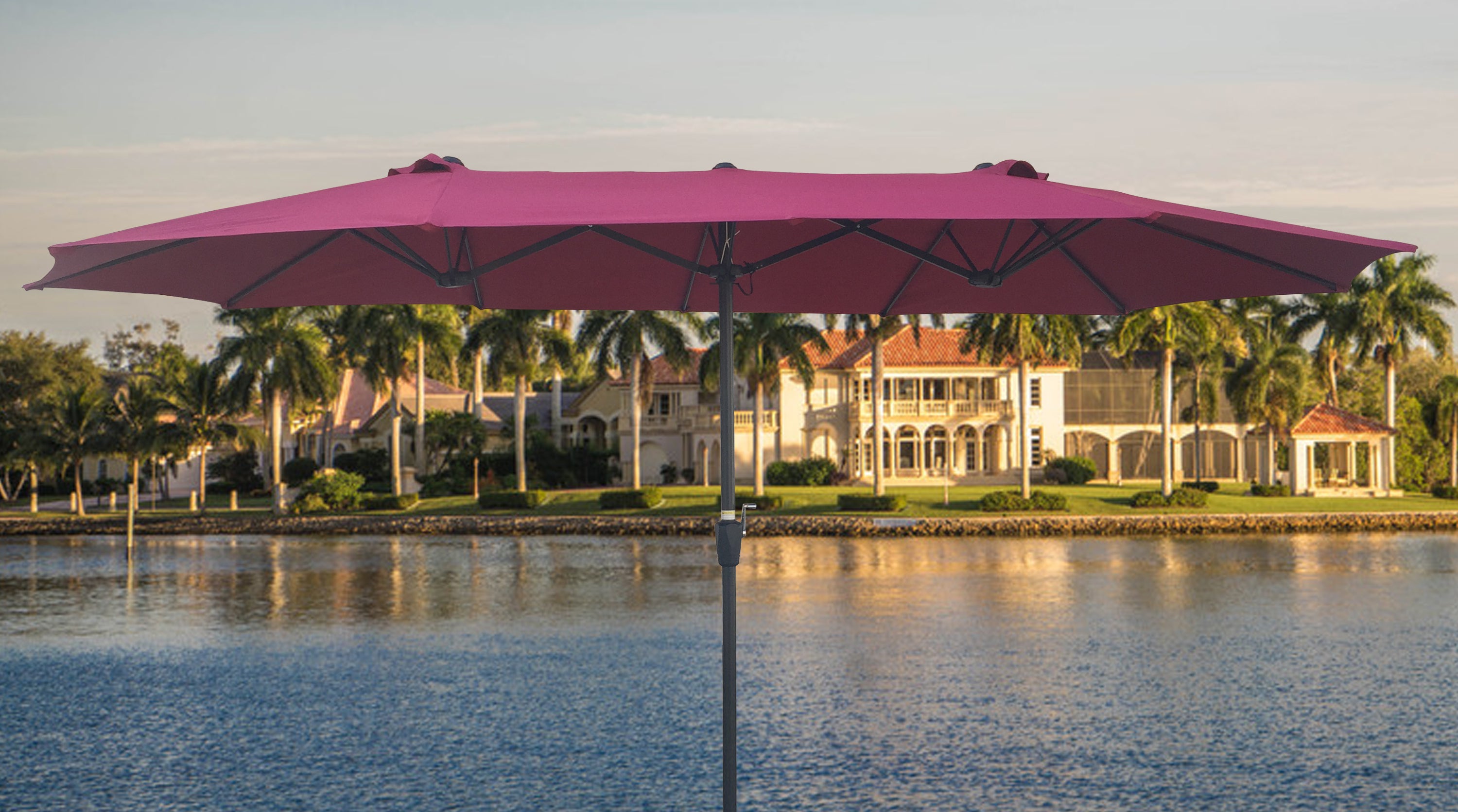 Outdoor Patio Shade Umbrella/ Double-Sided Market Extra Large Waterproof Twin Umbrellas