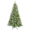 7ft Pointed PVC Artificial Christmas Tree with Pine Cones / Christmas Tree with Spraying White 1200 Branches Tips for Home Office and Party Decoration