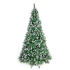 7ft Pointed PVC Artificial Christmas Tree with Pine Cones / Christmas Tree with Spraying White 1200 Branches Tips for Home Office and Party Decoration